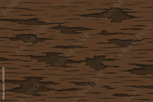 Seamless dark brown rotten wood texture background. Decayed timber bark pattern. Cartoon flat vector illustration for rustic surface, natural plank, damaged lumber, old tree, organic material design