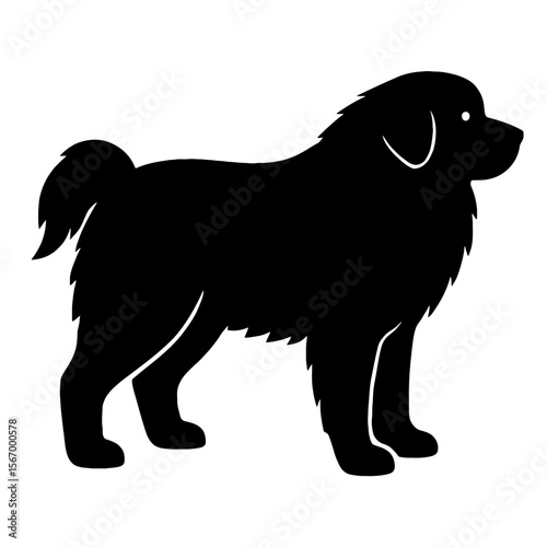 Design a black silhouette of a Caucasian Shepherd white background clean vector shape