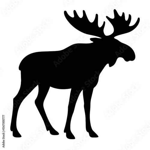 Design a black silhouette of a Cervalces latifrons Broad-Fronted Moose white background clean vector shape