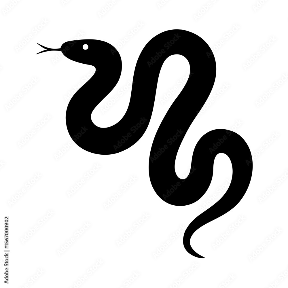 Fototapeta premium Design a black silhouette of a Chicken Snake white background clean vector shape