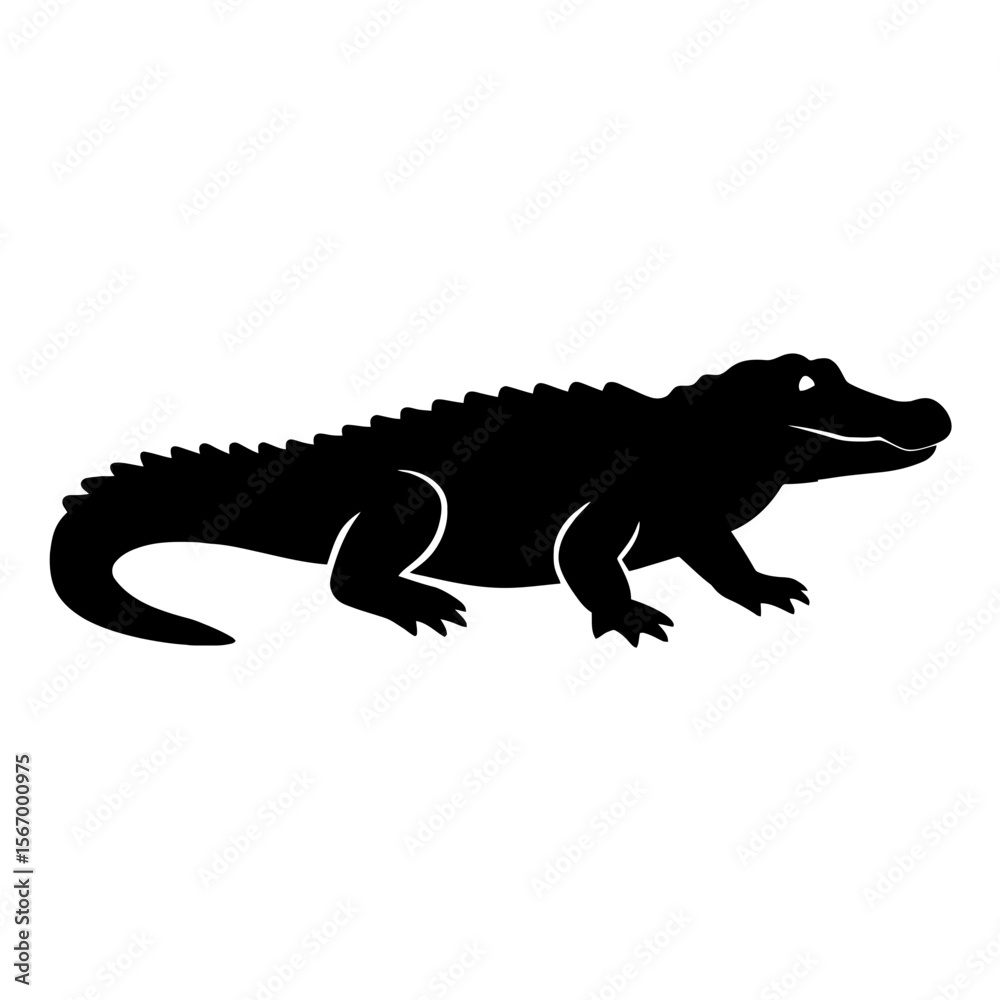 Fototapeta premium Design a black silhouette of a Chinese Alligator white background clean vector shape