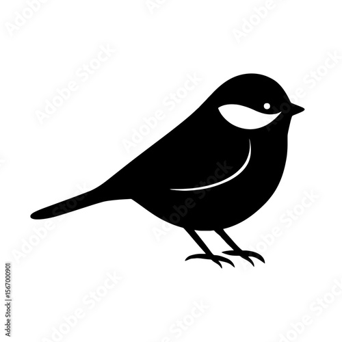 Design a black silhouette of a Chickadee white background clean vector shape