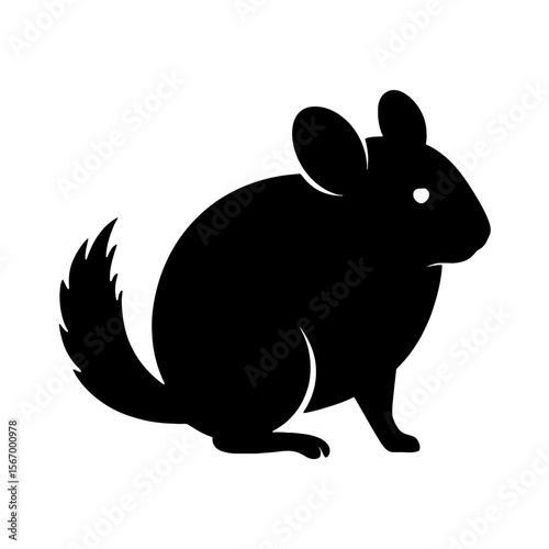 Design a black silhouette of a Chinchilla white background clean vector shape