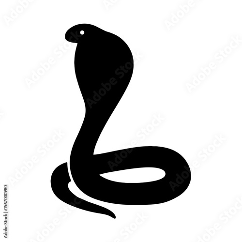 Design a black silhouette of a Chinese Cobra white background clean vector shape