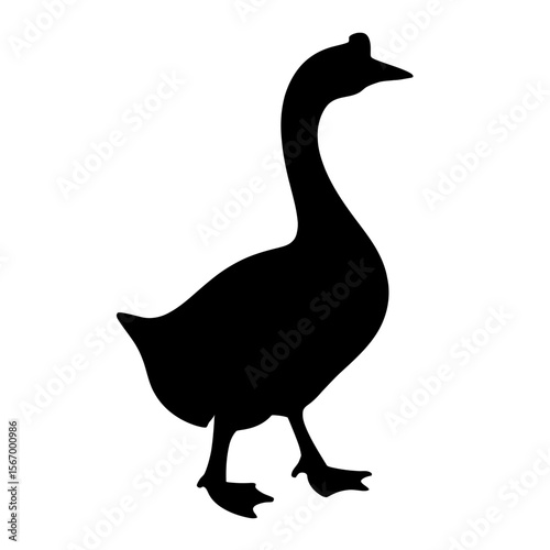 Design a black silhouette of a Chinese Geese white background clean vector shape