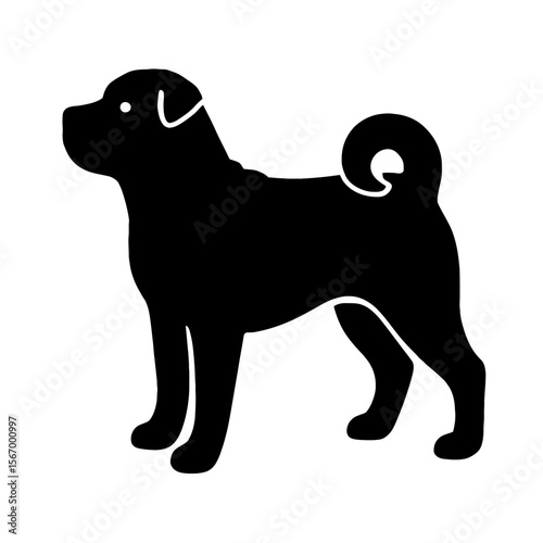 Design a black silhouette of a Chinese Shar-Pei white background clean vector shape