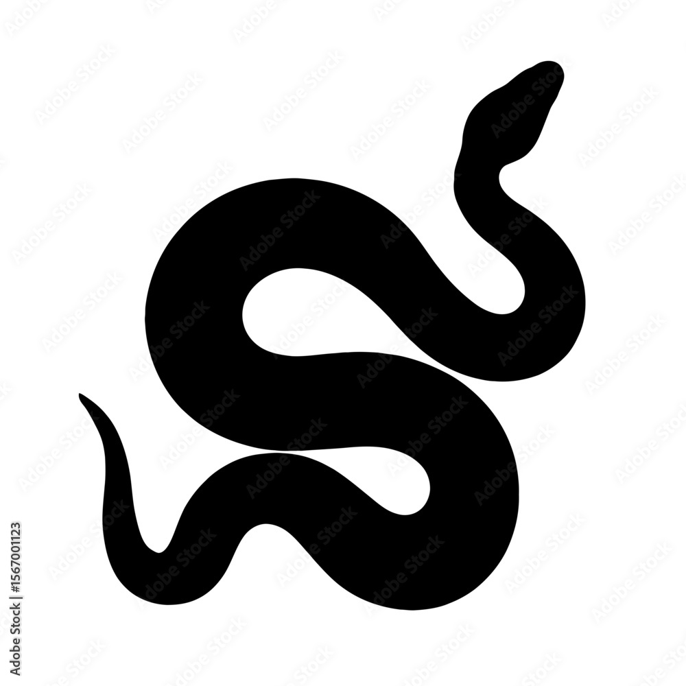 Fototapeta premium Design a black silhouette of a Cinnamon Ball Python white background clean vector shape