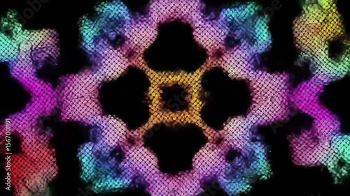 Abstract psychedelic kaleidoscope motion background with constantly changing patterns and colors