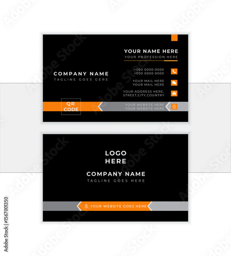 Double-sided creative business card template. landscape orientation. Vector illustration graphic design. Luxury and elegant business card. stylish business card. visiting card. print template.
       