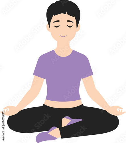 Young boy meditating in a peaceful yoga pose