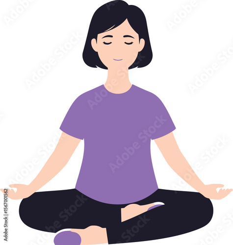 Woman meditating in lotus pose peaceful yoga practice