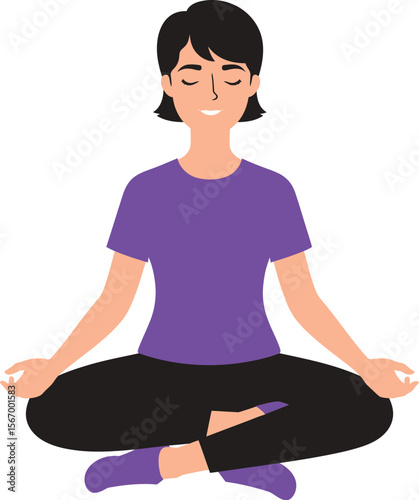 Woman meditating in lotus pose peaceful yoga practice