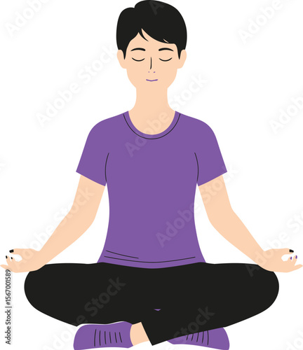 Young boy meditating in a peaceful yoga pose