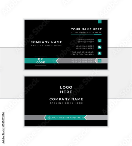 Double-sided creative business card template. landscape orientation. Vector illustration graphic design. Luxury and elegant business card. stylish business card. visiting card. print template.
       