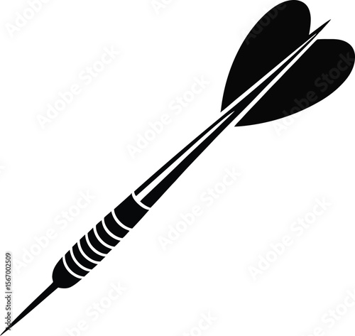 Dart Arrow Icon with Heart Shape Tail – Black and White Vector Silhouette