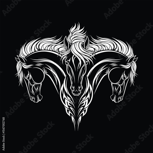 Best horse head vector illustration isolated on black background. Silhouette horse head vector for tattoo, symbol, sticker, t-shirt design, wall mate, and other commercial uses.
