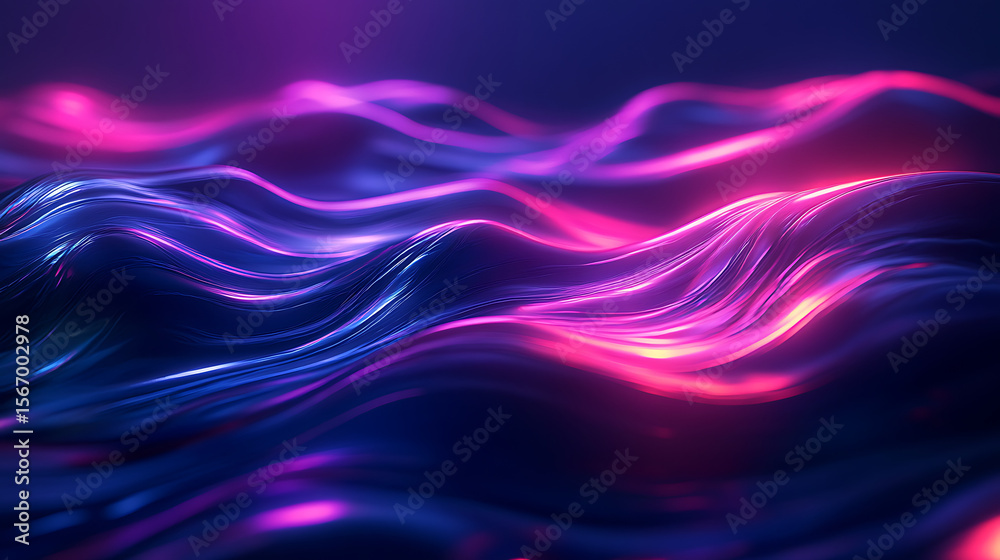 Naklejka premium Neon light maze shining in dark sci-fi setting high resolution picture