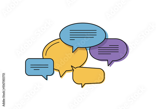 Colorful Speech Bubbles Cluster with Text Lines Communication Concept.