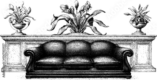 Vintage roman dining room with reclining couches and fresco elements for design