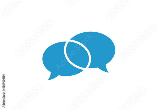 Two Overlapping Blue Speech Bubbles Icon for Communication and Dialogue.