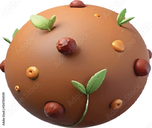 World Chocolate Day Chocolate Covered Cake with Dripping Chocolate 3D Icon