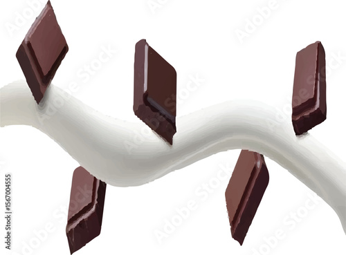 World Chocolate Day Chocolate Piece with Milk Splash Flow Icon Design