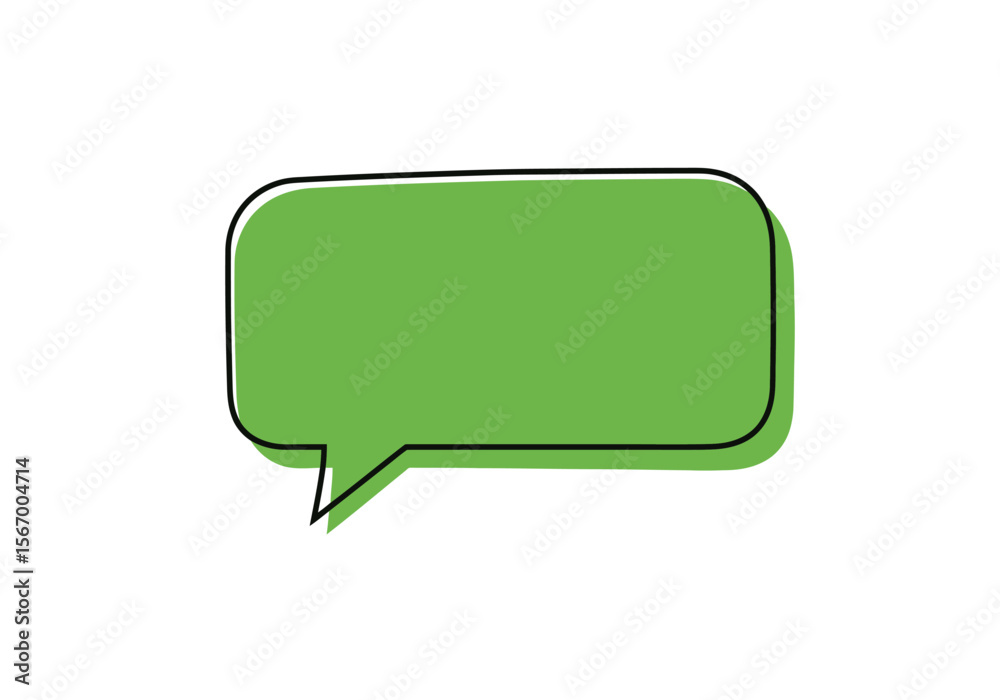 Green Speech Bubble with Black Outline and Tail. Green Speech Bubble with Black Outline and Tail.