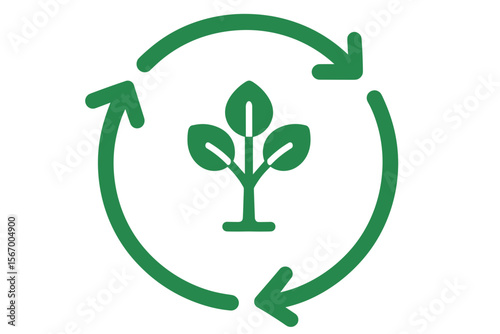 Recycling Icon with Green Tree and Circular Arrows