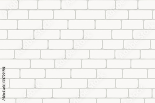 Seamless Modern White Brick Wall Texture Pattern, Clean Minimalist Subway Tile Background, Realistic Flat Vector Illustration, Interior Design, Architecture, Construction, Home Decor, No Text