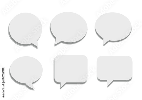 Collection of White Speech Bubbles with Soft Shadows Communication Concept.