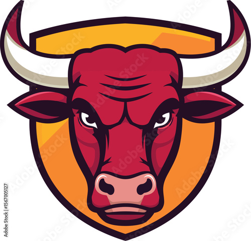 Fierce red bull mascot logo for spain themed brand