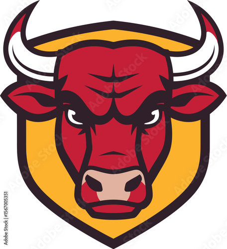 Fierce red bull mascot logo for spain themed souvenir brand vector illustration