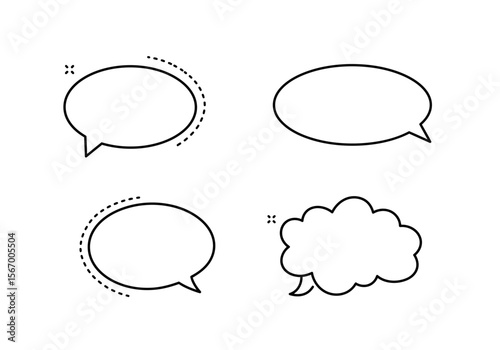 Four Cartoon Speech Bubbles in Various Styles.