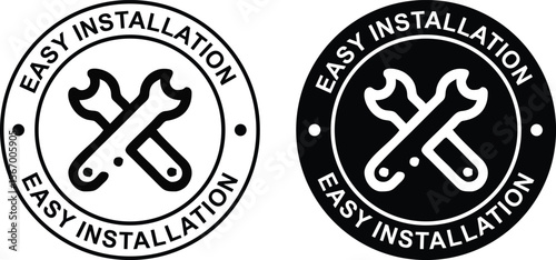 Easy Installation Label – Vector Badge Icon Signs