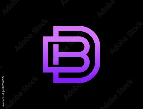 Purple and black letter b logo design