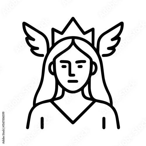 line icon mythical creature Freya vector on white background
Vector line icon on white background