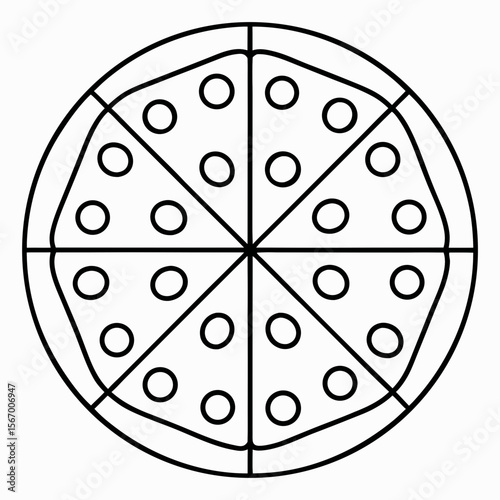 Pizza icon with toppings in line style