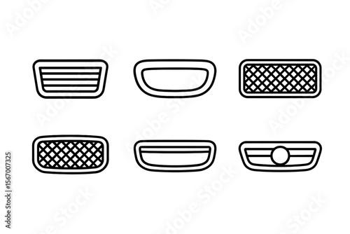 Collection of car grille designs - geometric patterns and shapes vector icon isolated illustration