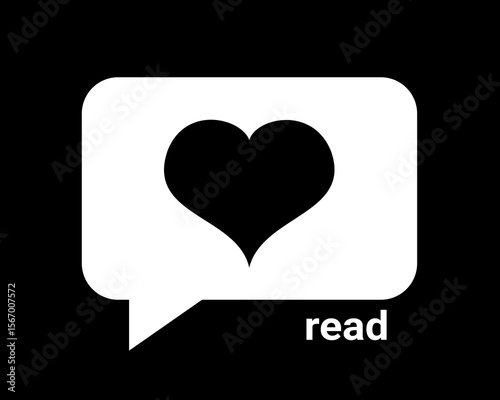 Ghosting - love letter and message being left on read and seen. Speech bubble with heart being ignored. Stop, end and avoidance of communciation. Vector illustration.