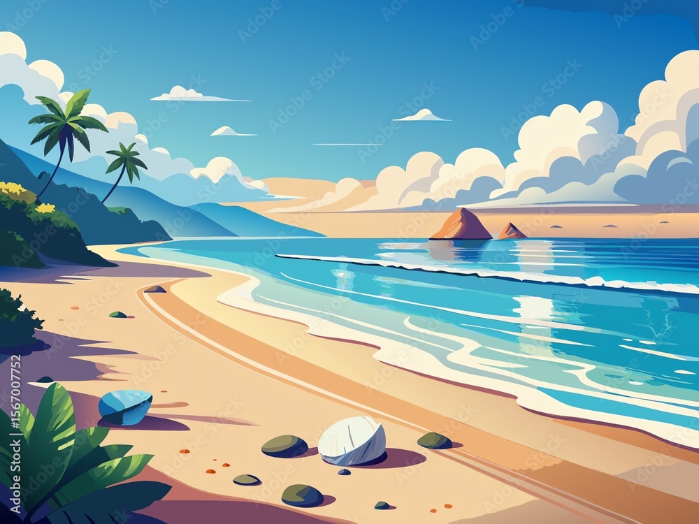 Fototapeta premium tropical beach with palm trees