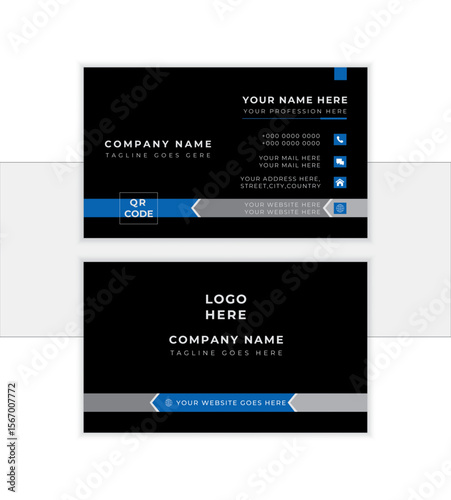 Double-sided creative business card template. landscape orientation. Vector illustration graphic design. professional name card template vector. visiting card. Vector illustration print template.