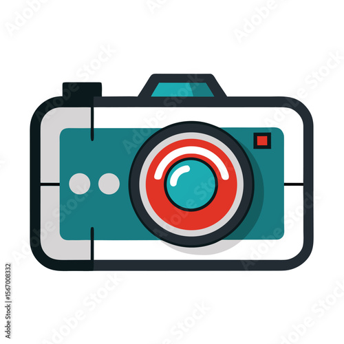 Cute Cartoon Video Camera Isolated on Blue Background