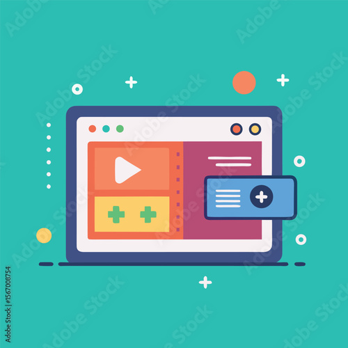 Modern Colorful Camcorder Icon in Flat Vector Style