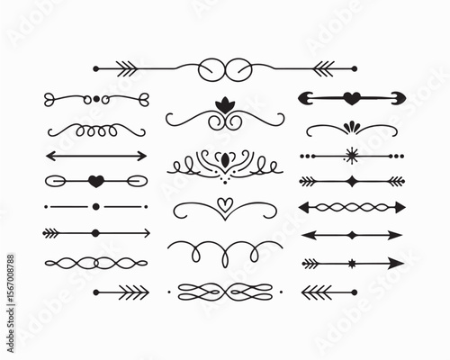 page divider vector set, Collection of elegant black and white page dividers,border vector design elements. Perfect divider for digital, print needs, web pages, invitation, banner