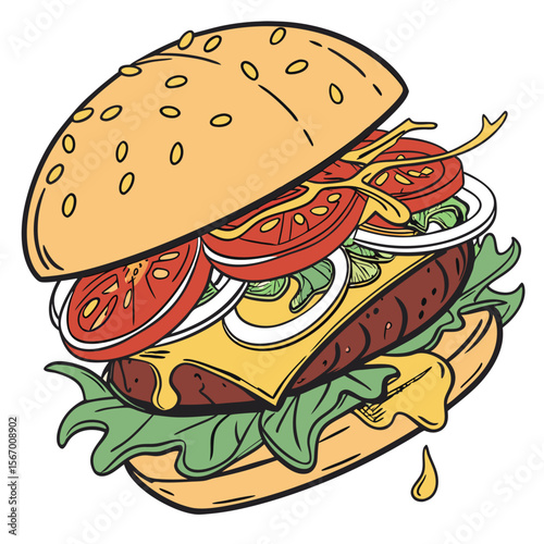 burger and fries