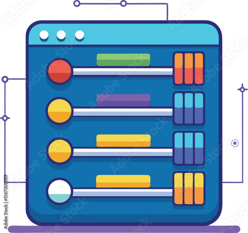 Product filter panel with sliders and categories, flat ecommerce UI icon