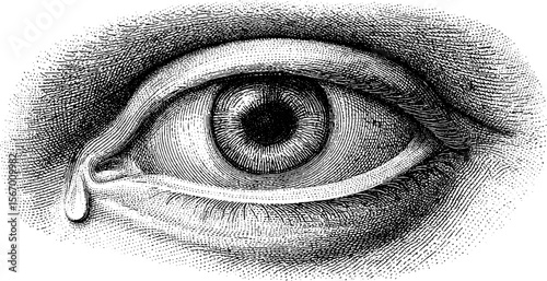 Intricate dotwork tattoo design featuring eye with tear and mirror reflections for artistic inspiration