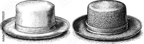 Vintage hat stretcher and wool felt brim shaper sketch for retro design
