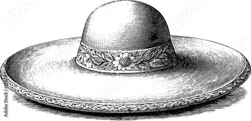 Vintage hat stretcher and wool felt hat with decorative brim design for fashion accessories