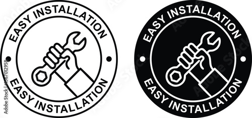 Easy Installation Label – Vector Badge Icon Sign for Packaging and Product